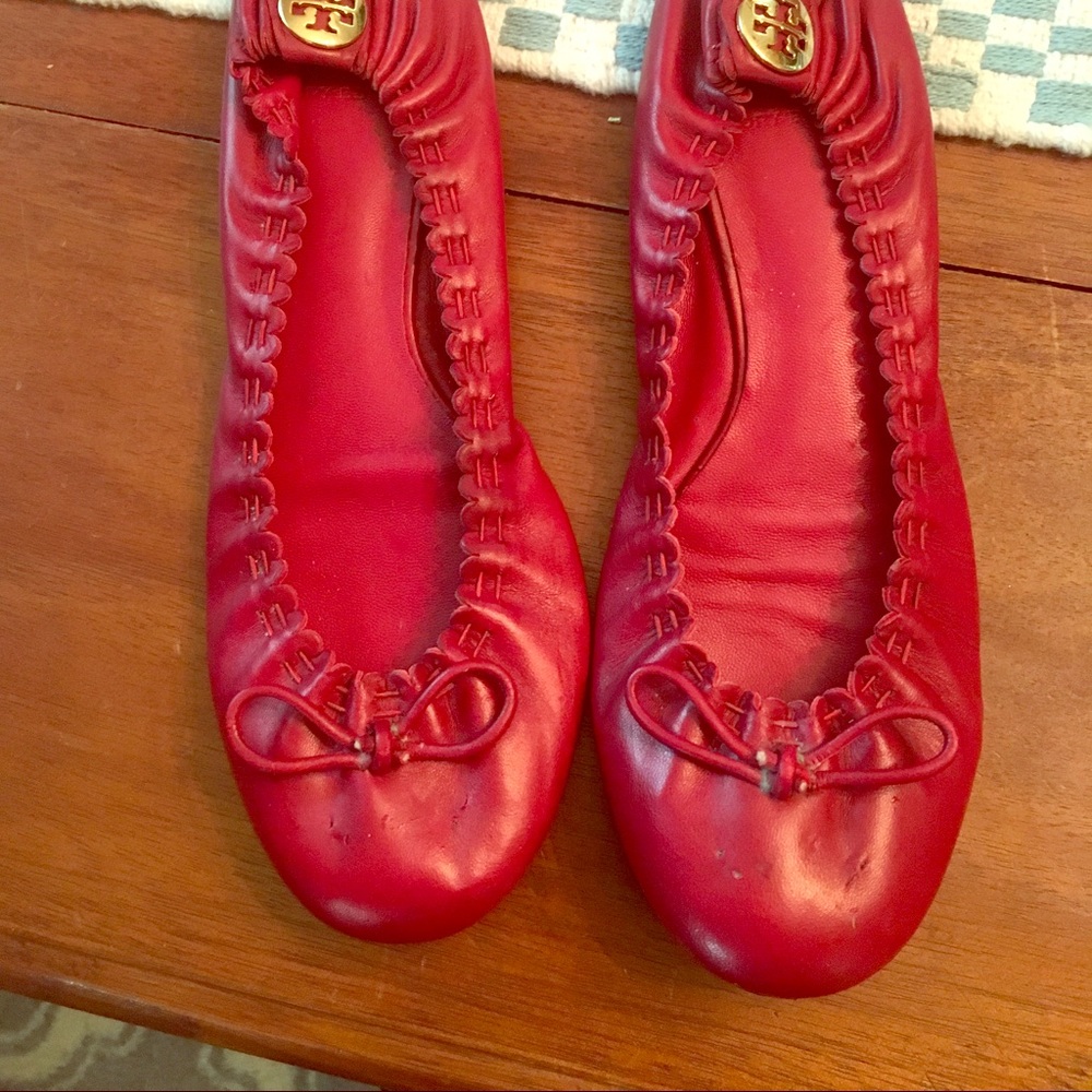 Red Tory Burch Leather Ballet Flats 8M